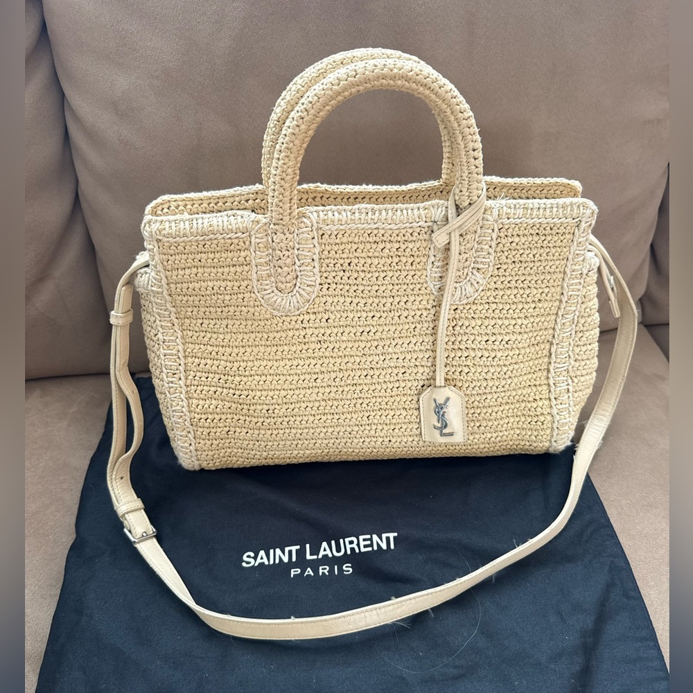 Yves Saint Laurent Sac de Jour leather Raffia tote